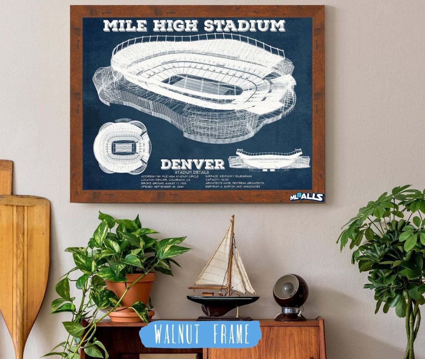 Mile High Stadium Football Print