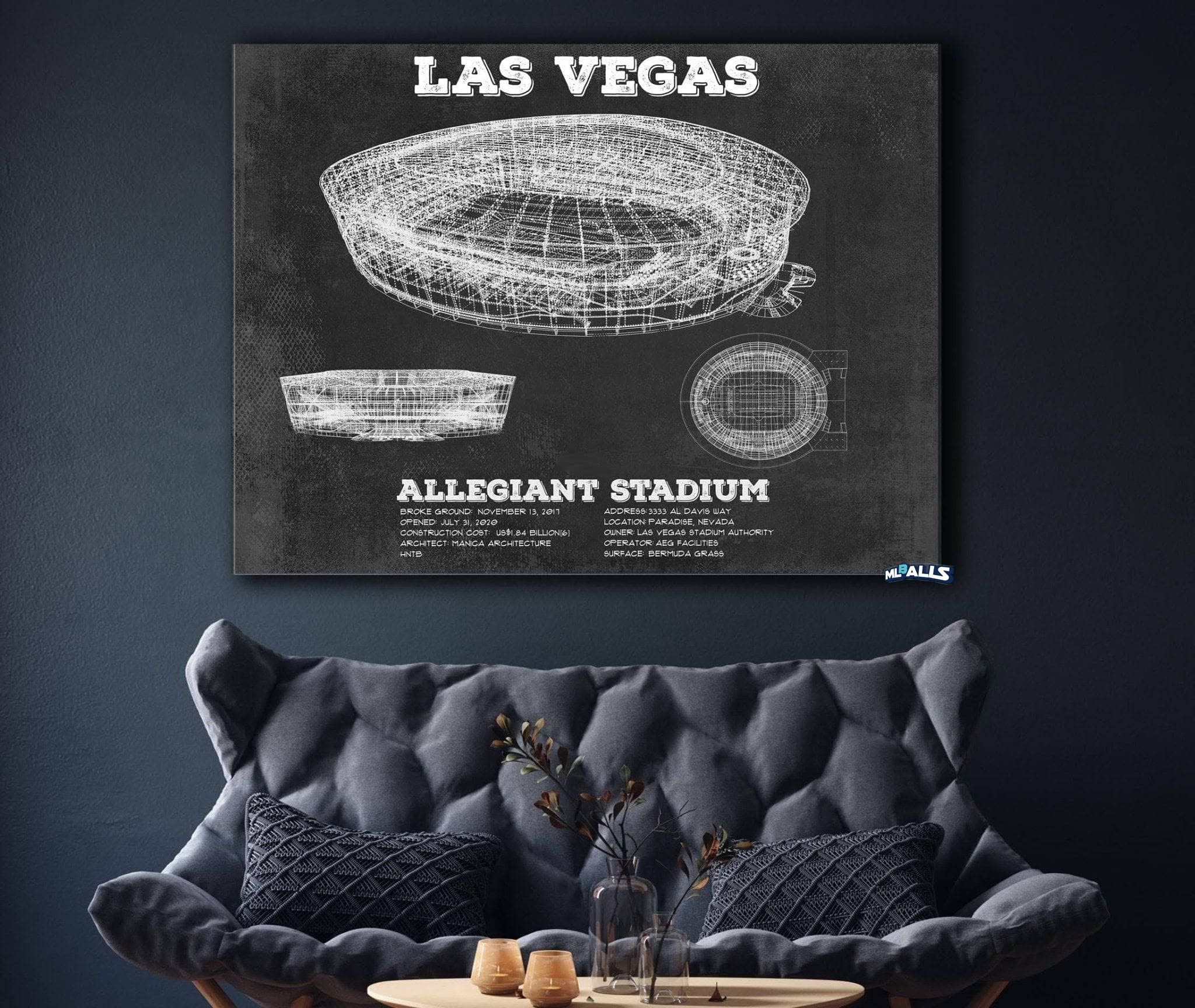 Allegiant Stadium Vintage Football Print