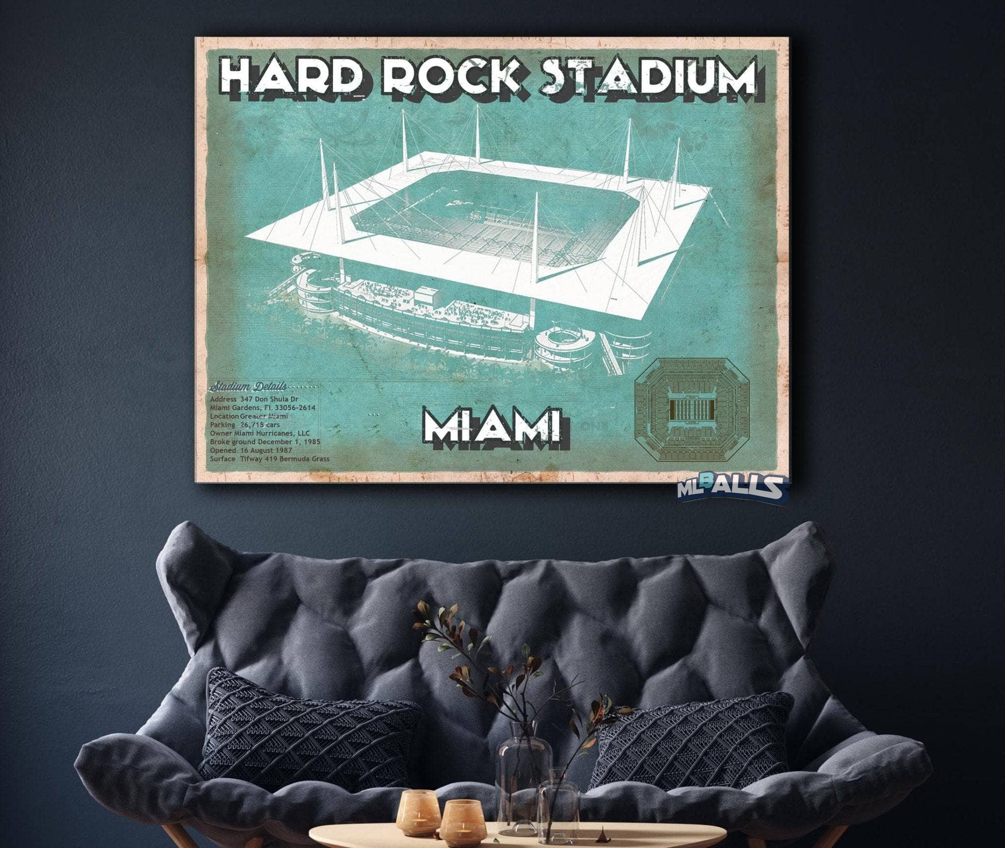 Hard Rock Stadium - Vintage Football Print