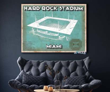 Hard Rock Stadium - Vintage Football Print