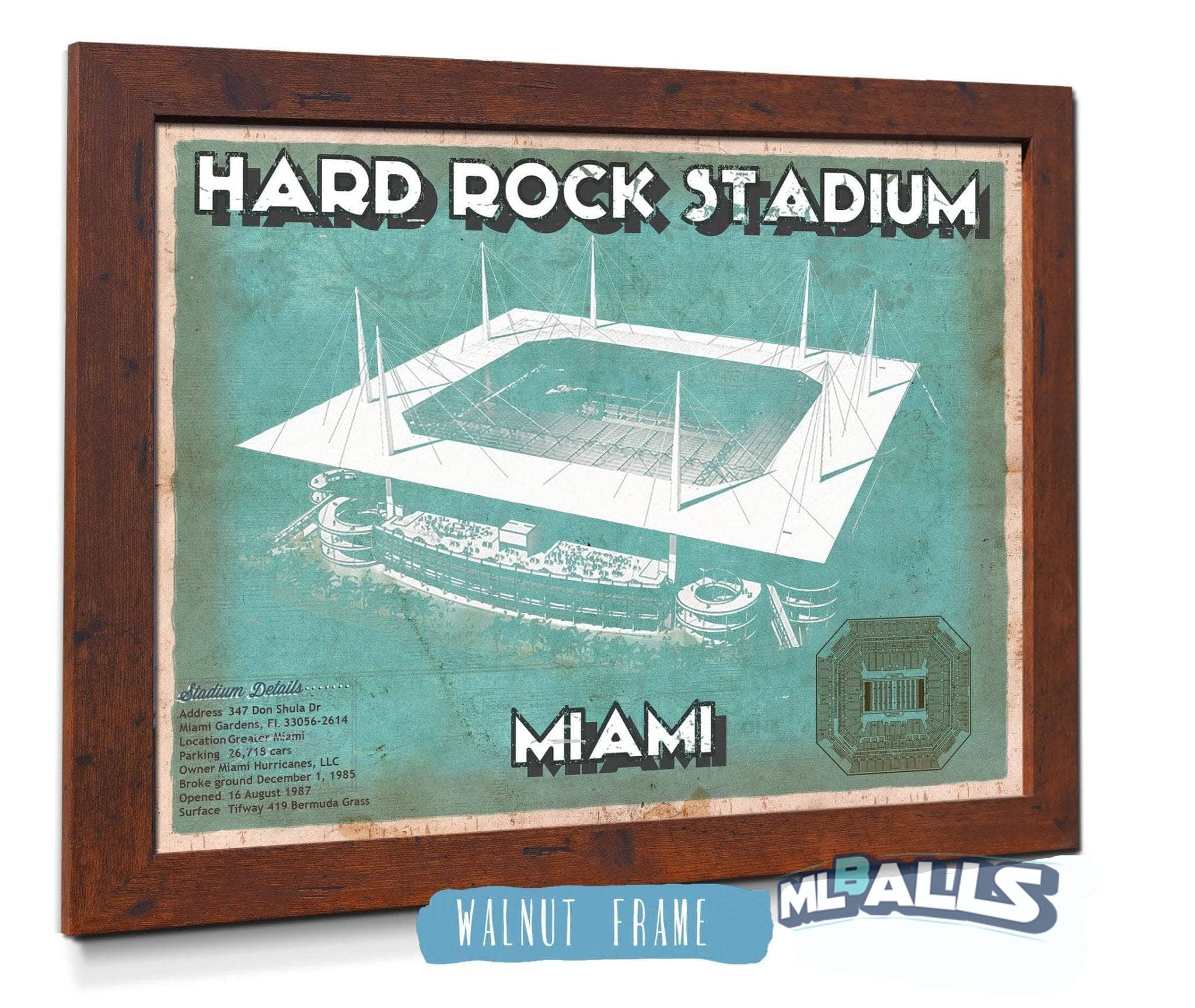 Hard Rock Stadium - Vintage Football Print