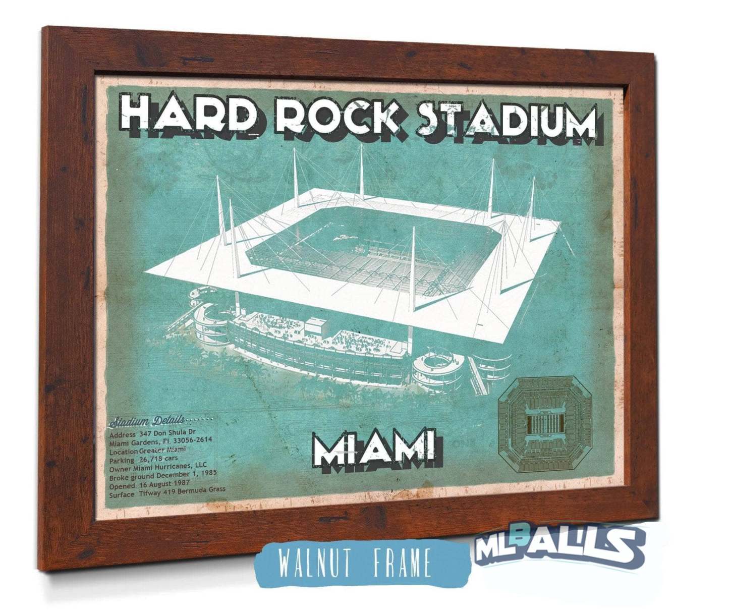 Hard Rock Stadium - Vintage Football Print
