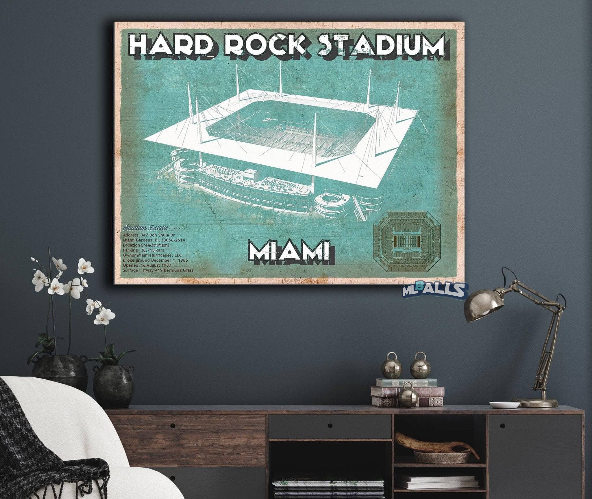 Hard Rock Stadium - Vintage Football Print