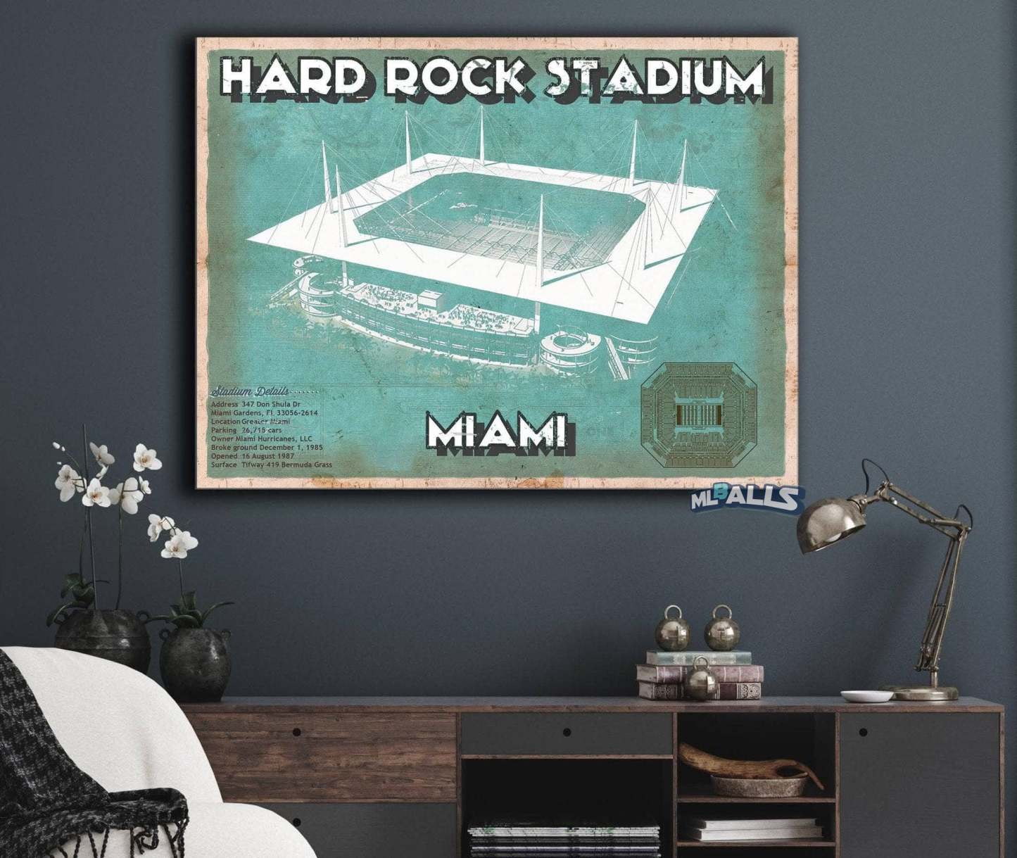 Hard Rock Stadium - Vintage Football Print