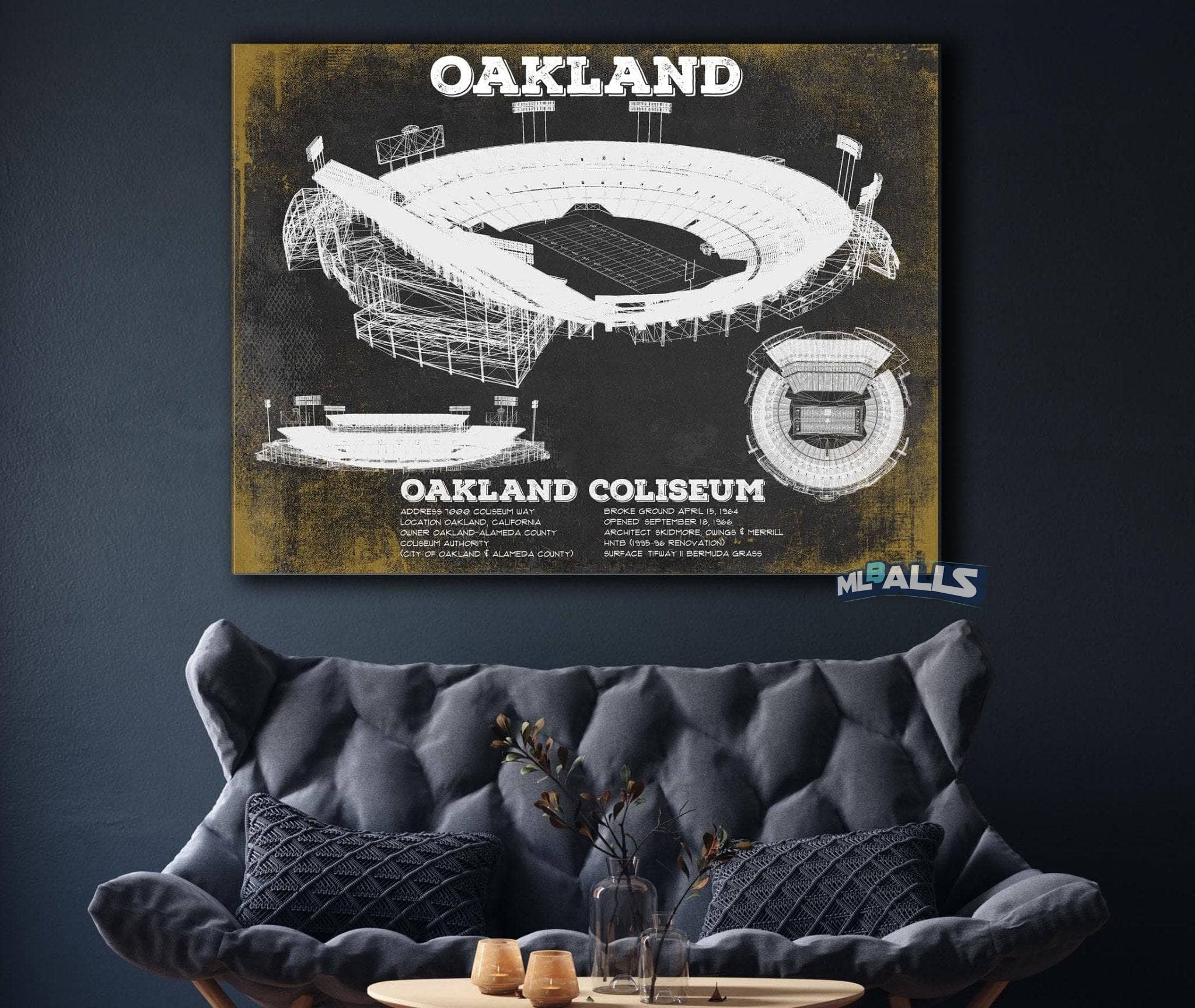 Oakland Coliseum NFL Vintage Football Print
