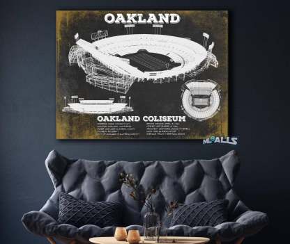 Oakland Coliseum NFL Vintage Football Print