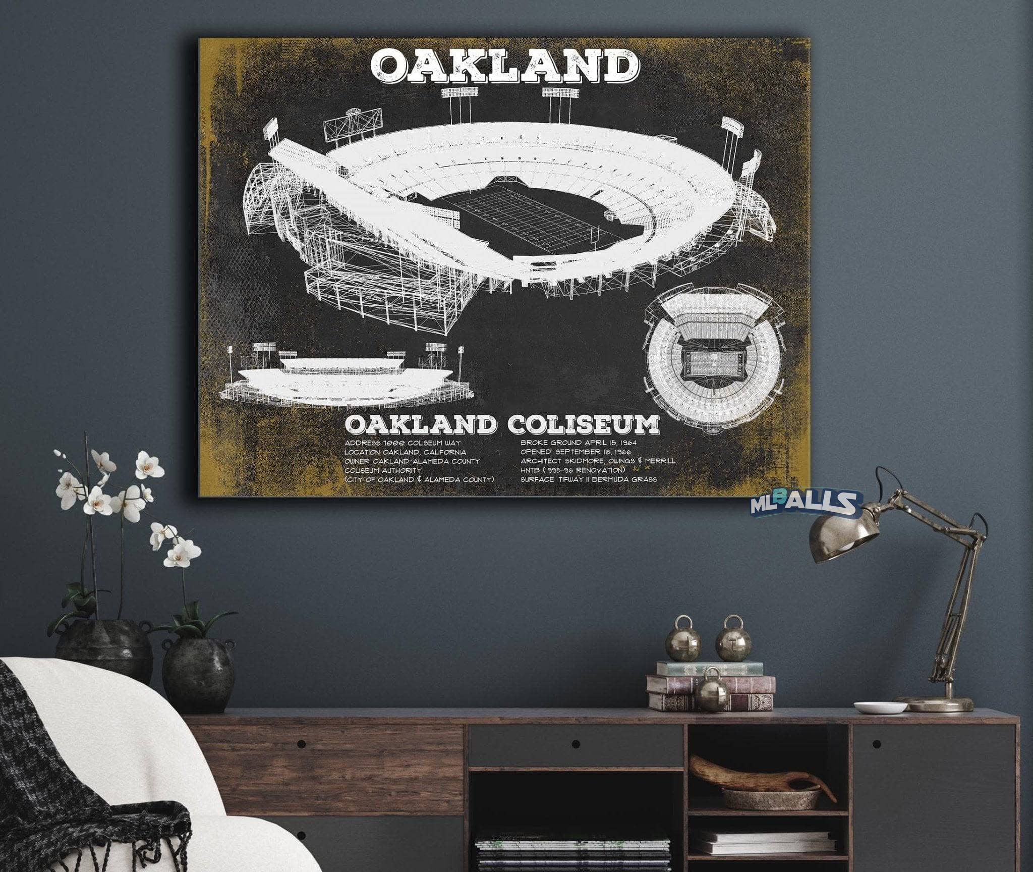 Oakland Coliseum NFL Vintage Football Print