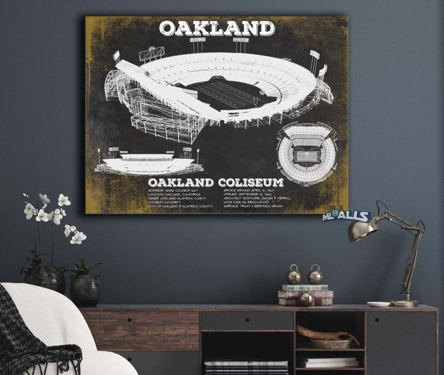 Oakland Coliseum NFL Vintage Football Print