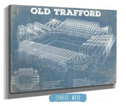 Old Trafford Stadium Blueprint Vintage Soccer Print