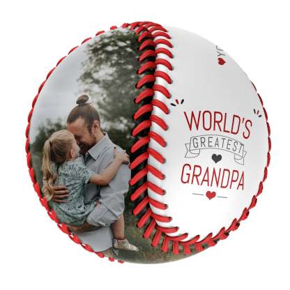 Personalized Dad Grandpa Photo Name White Baseballs,World's Greatest Grandpa,Father's Day Gift