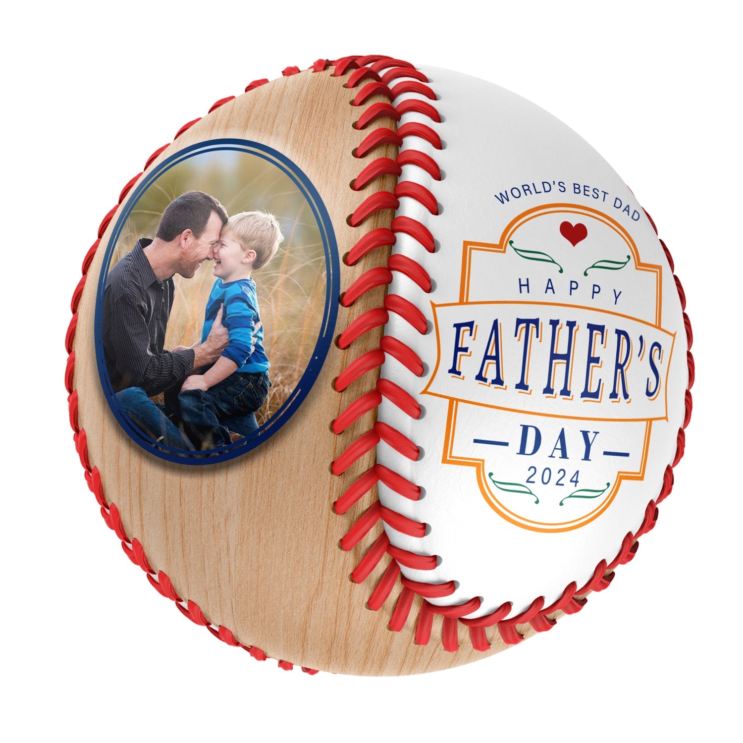 Personalized Dad Grandpa Photo Time Wood White Baseballs,World's Best Dad