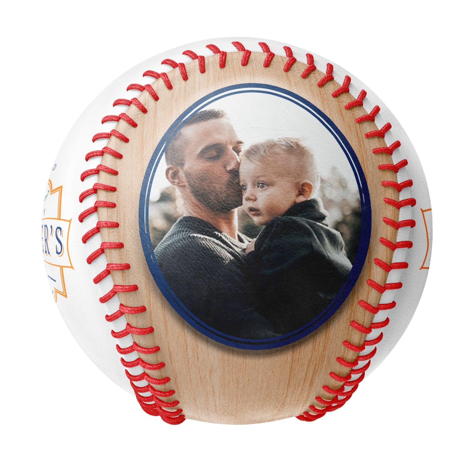 Personalized Dad Grandpa Photo Time Wood White Baseballs,World's Best Dad
