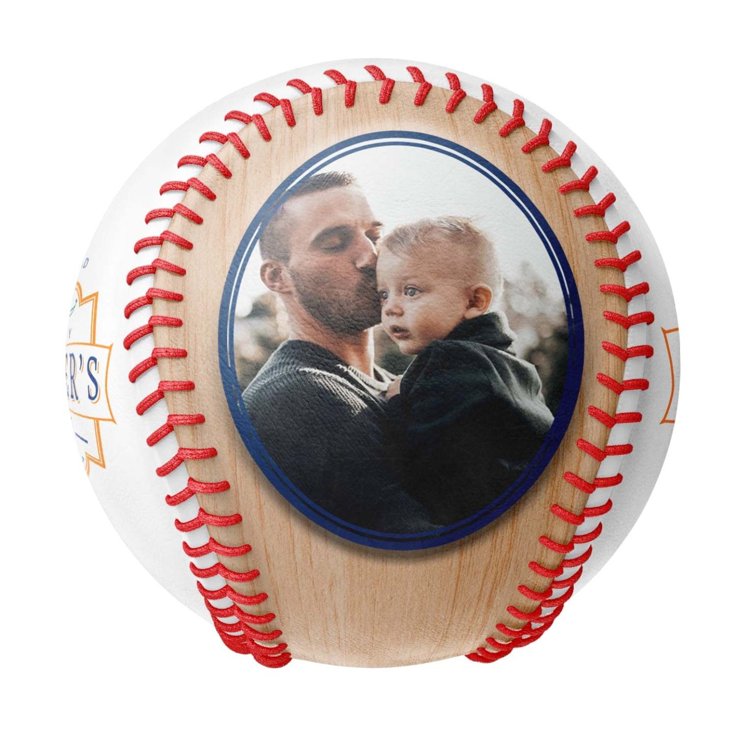 Personalized Dad Grandpa Photo Time Wood White Baseballs,World's Best Dad