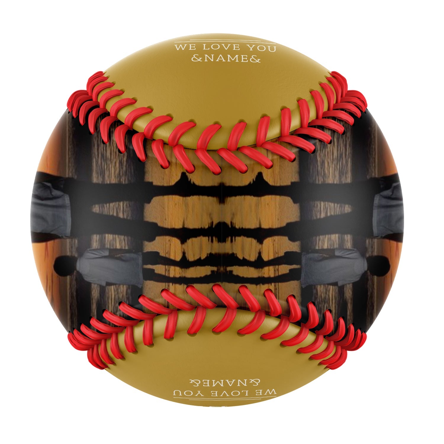 Personalized Dad Grandpa Photo Name Old Gold Baseballs,We Love You,Father's Day Gift