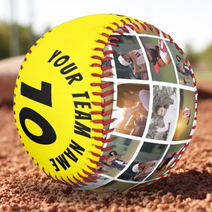 6 Photo Collage Black Player Number Team Name Softball