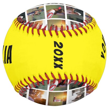 6 Photo Collage Black Player Number Team Name Softball