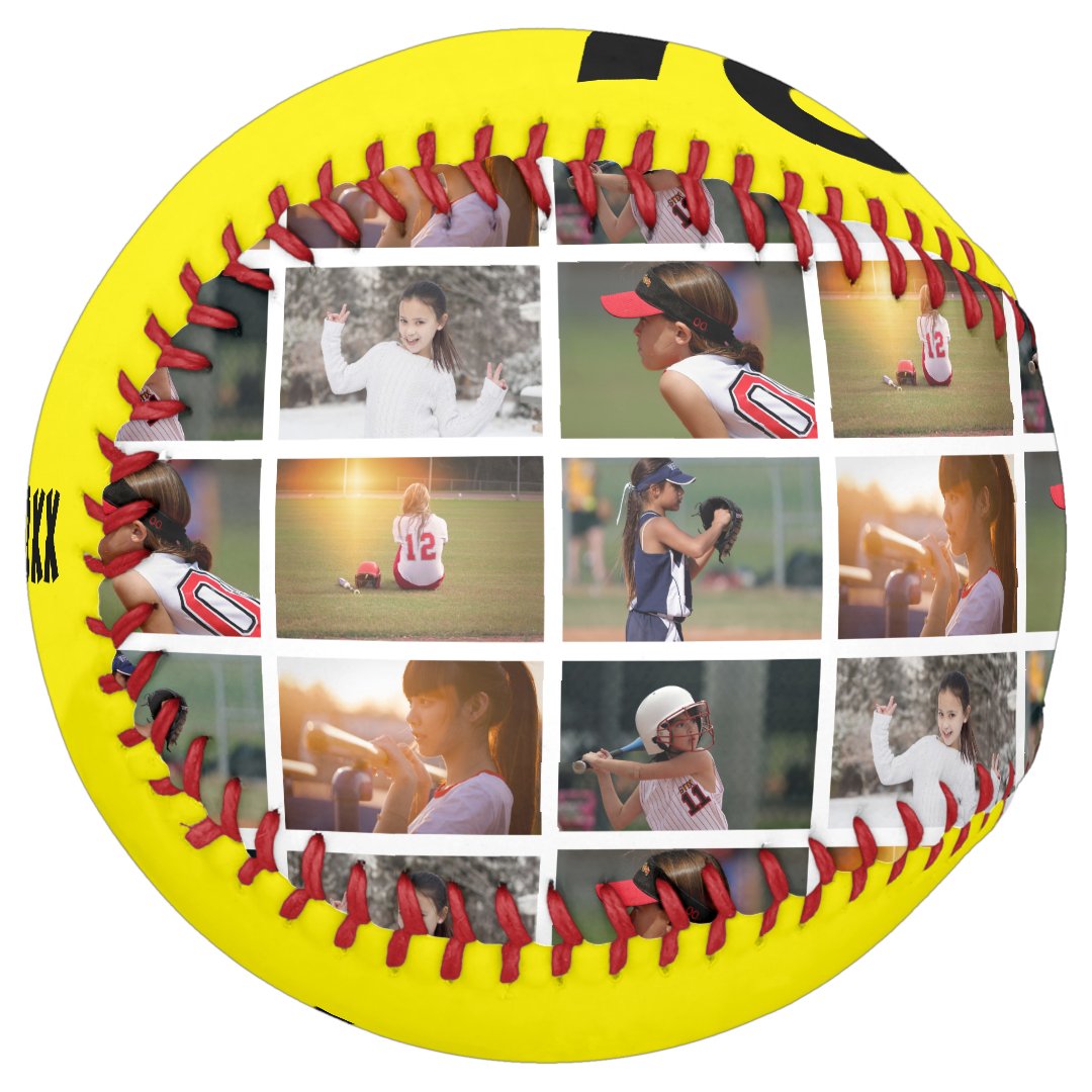 6 Photo Collage Black Player Number Team Name Softball