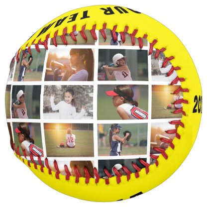6 Photo Collage Black Player Number Team Name Softball