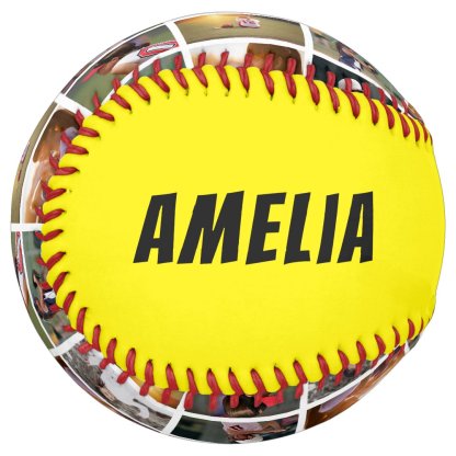 6 Photo Collage Black Player Number Team Name Softball