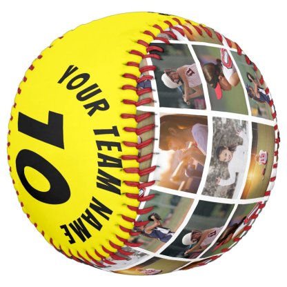 6 Photo Collage Black Player Number Team Name Softball