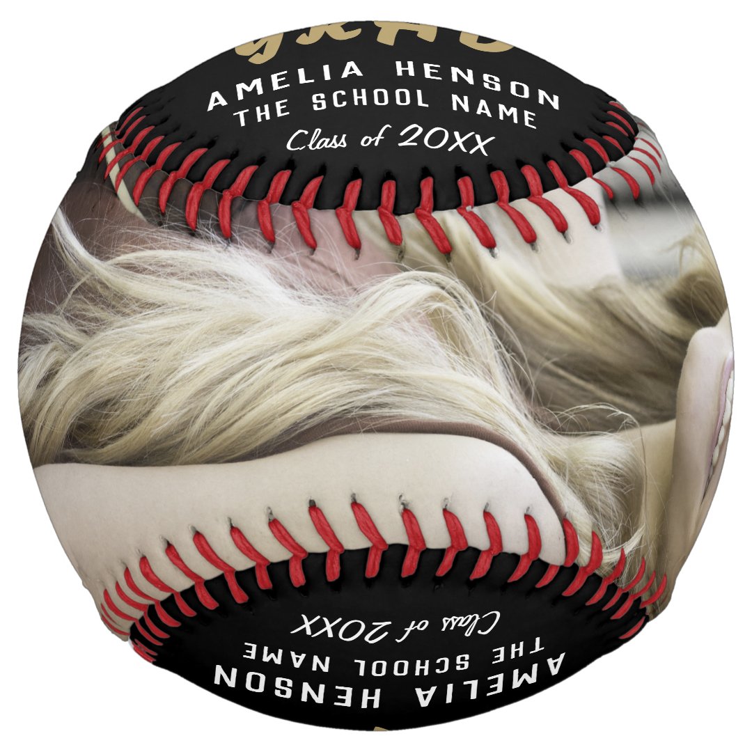 Modern Black Grad Congratulations Graduation Photo Softball