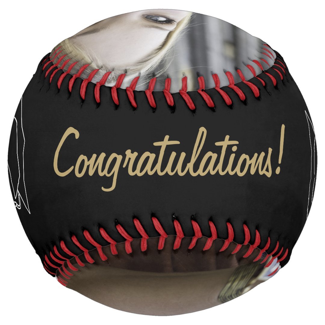 Modern Black Grad Congratulations Graduation Photo Softball