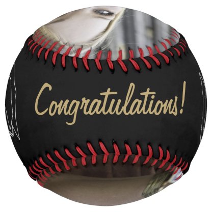 Modern Black Grad Congratulations Graduation Photo Softball