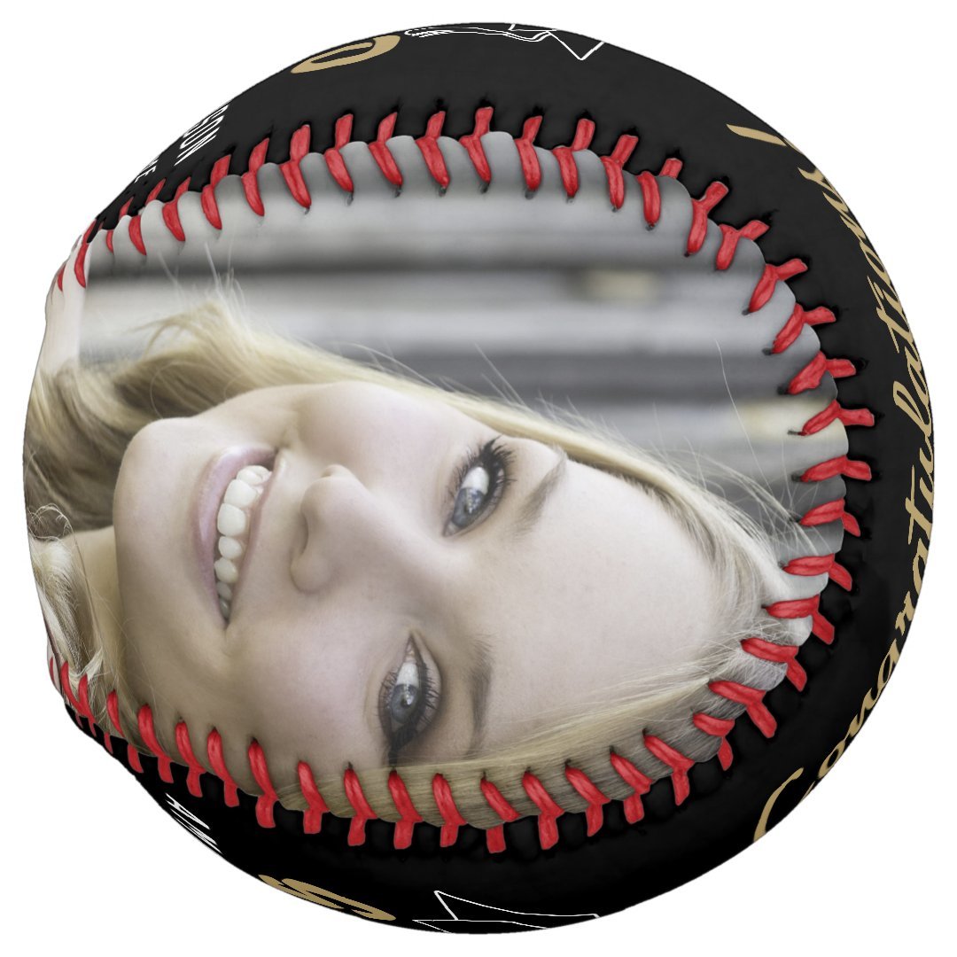 Modern Black Grad Congratulations Graduation Photo Softball