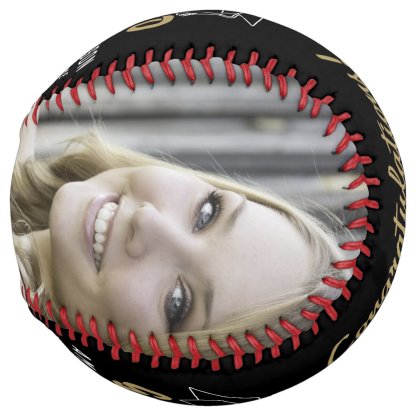 Modern Black Grad Congratulations Graduation Photo Softball