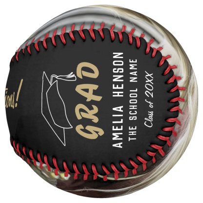 Modern Black Grad Congratulations Graduation Photo Softball