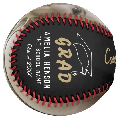 Modern Black Grad Congratulations Graduation Photo Softball