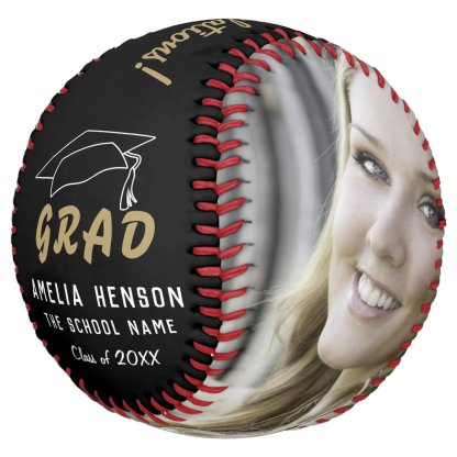 Modern Black Grad Congratulations Graduation Photo Softball