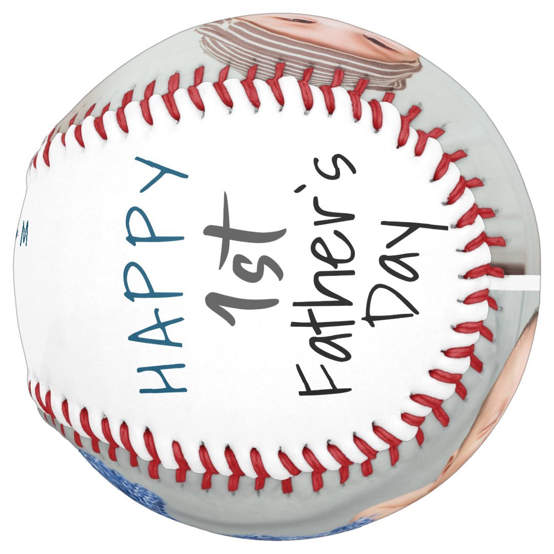 Cute 1st Father`s Day Script 2 Photo Collage Softball