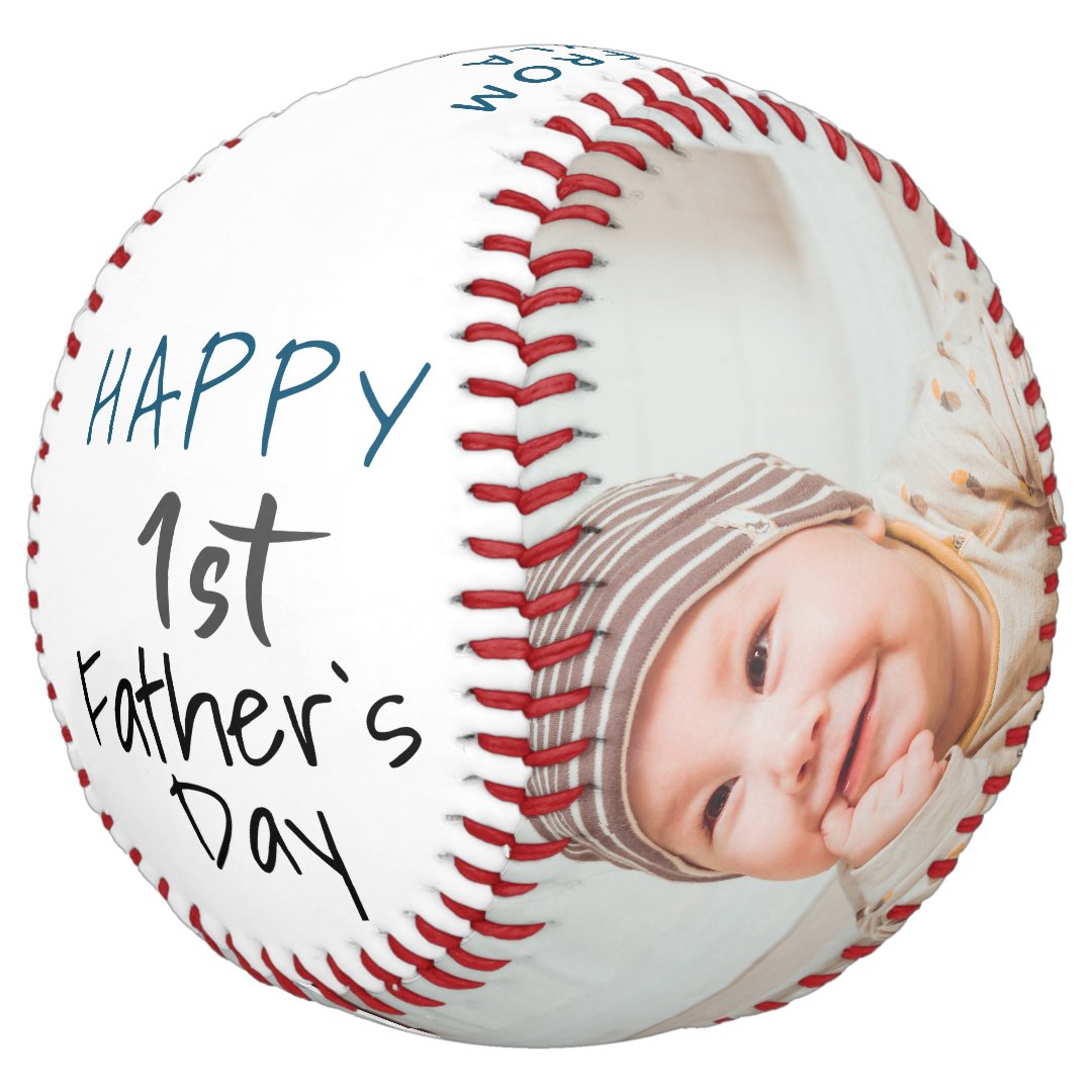 Cute 1st Father`s Day Script 2 Photo Collage Softball