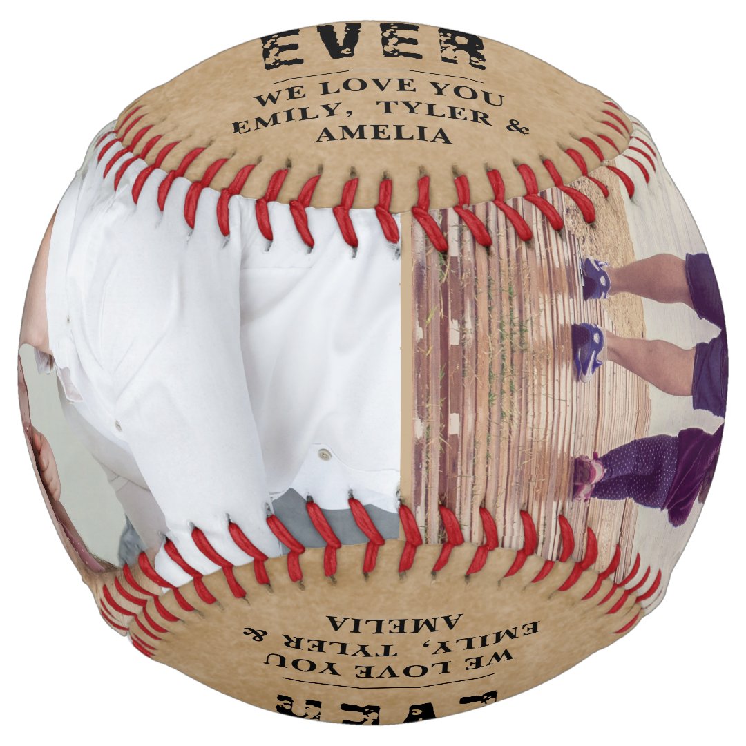 Rustic Best Dad Father`s Day 2 Photo Collage Softball