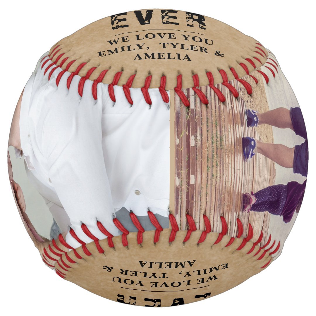 Rustic Best Dad Father`s Day 2 Photo Collage Softball