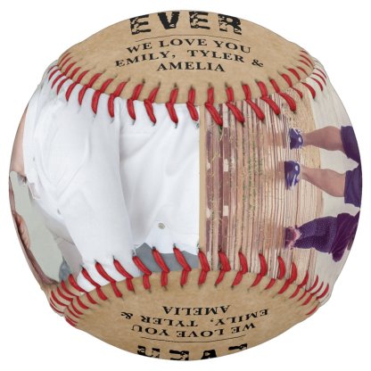 Rustic Best Dad Father`s Day 2 Photo Collage Softball