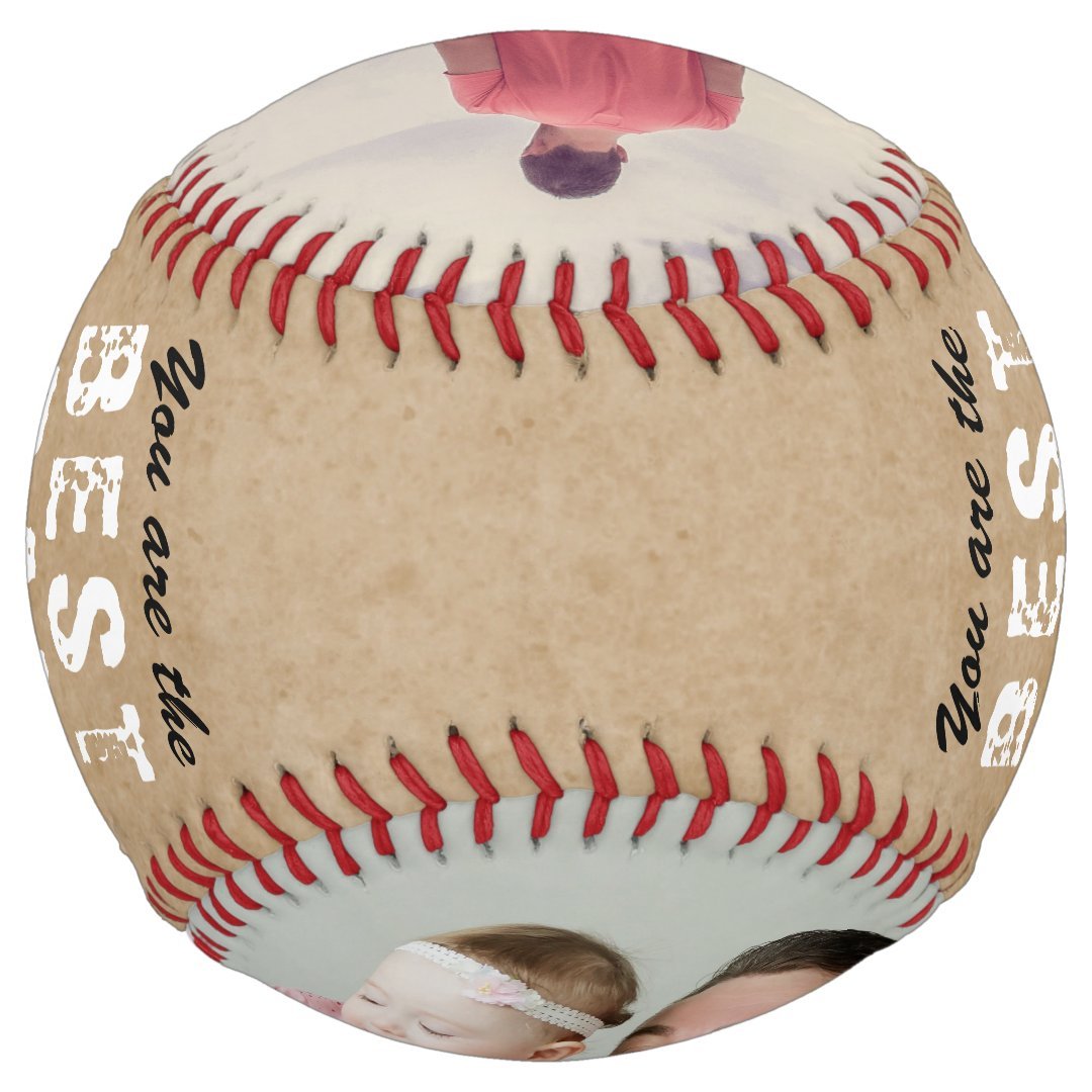 Rustic Best Dad Father`s Day 2 Photo Collage Softball
