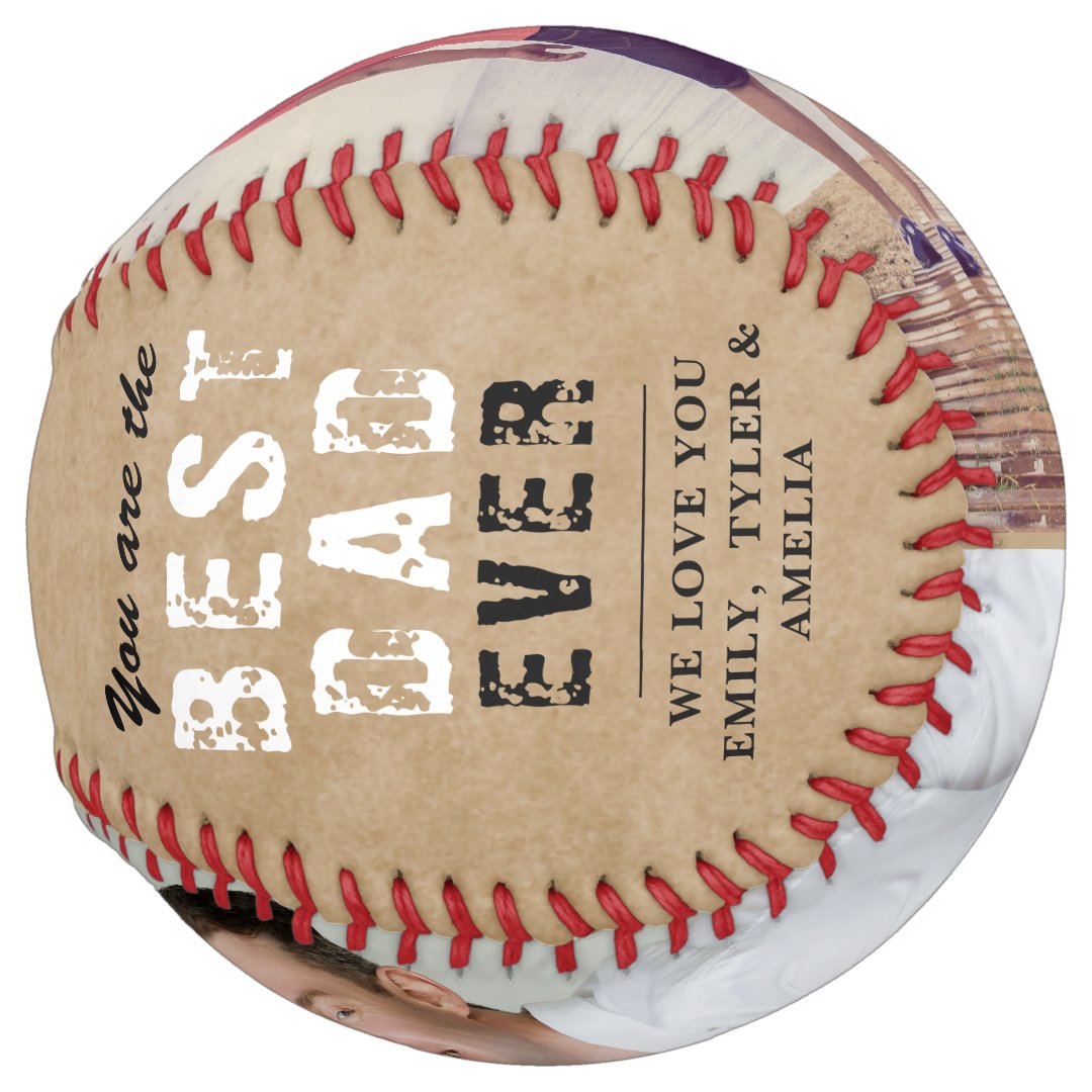 Rustic Best Dad Father`s Day 2 Photo Collage Softball