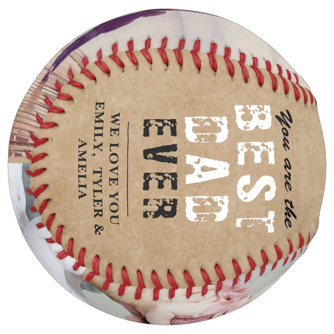 Rustic Best Dad Father`s Day 2 Photo Collage Softball