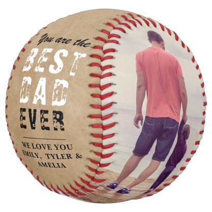 Rustic Best Dad Father`s Day 2 Photo Collage Softball