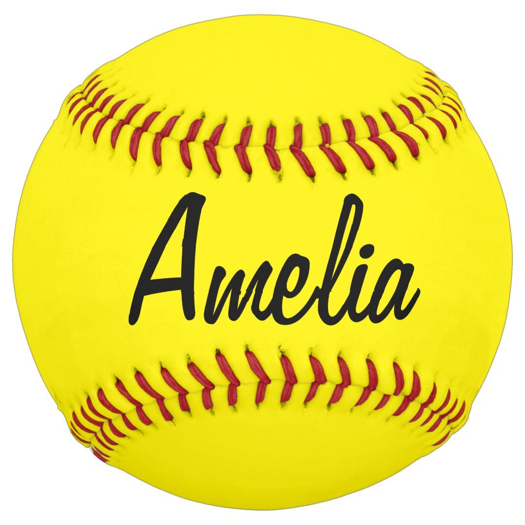 Personalized Softball with Name Yellow