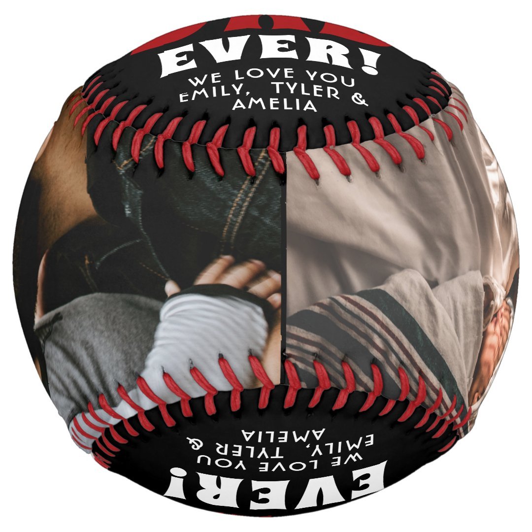 Best Dad Ever Red Heart Father`s Day 2 Photo Softball