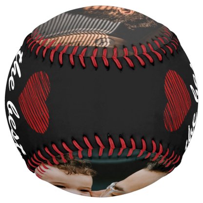 Best Dad Ever Red Heart Father`s Day 2 Photo Softball