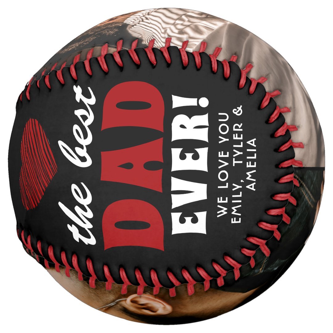 Best Dad Ever Red Heart Father`s Day 2 Photo Softball