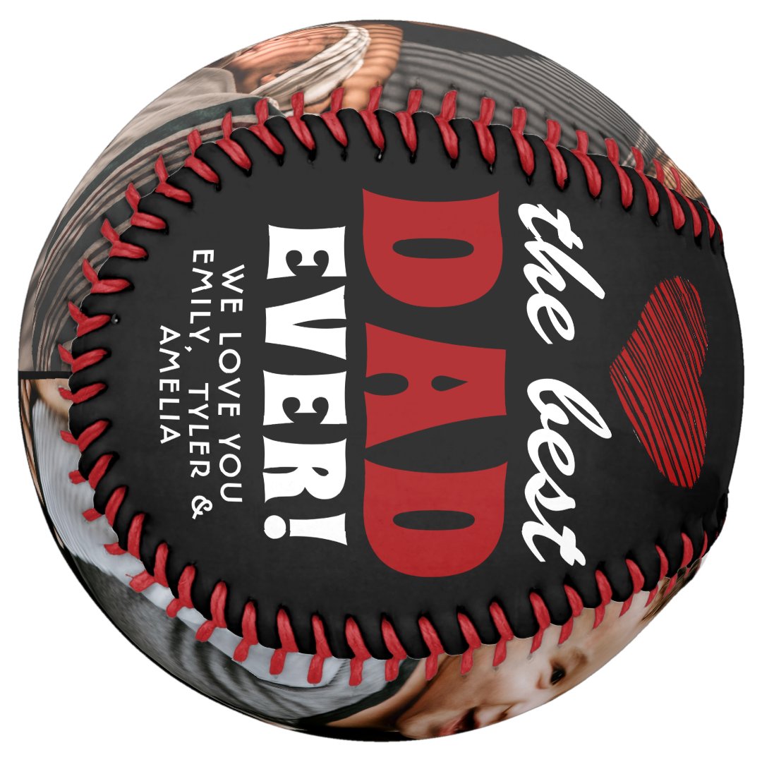 Best Dad Ever Red Heart Father`s Day 2 Photo Softball