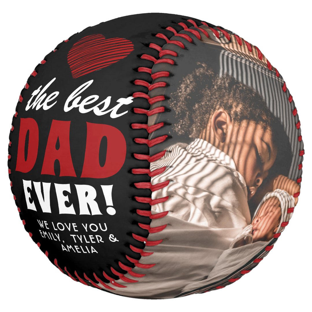 Best Dad Ever Red Heart Father`s Day 2 Photo Softball