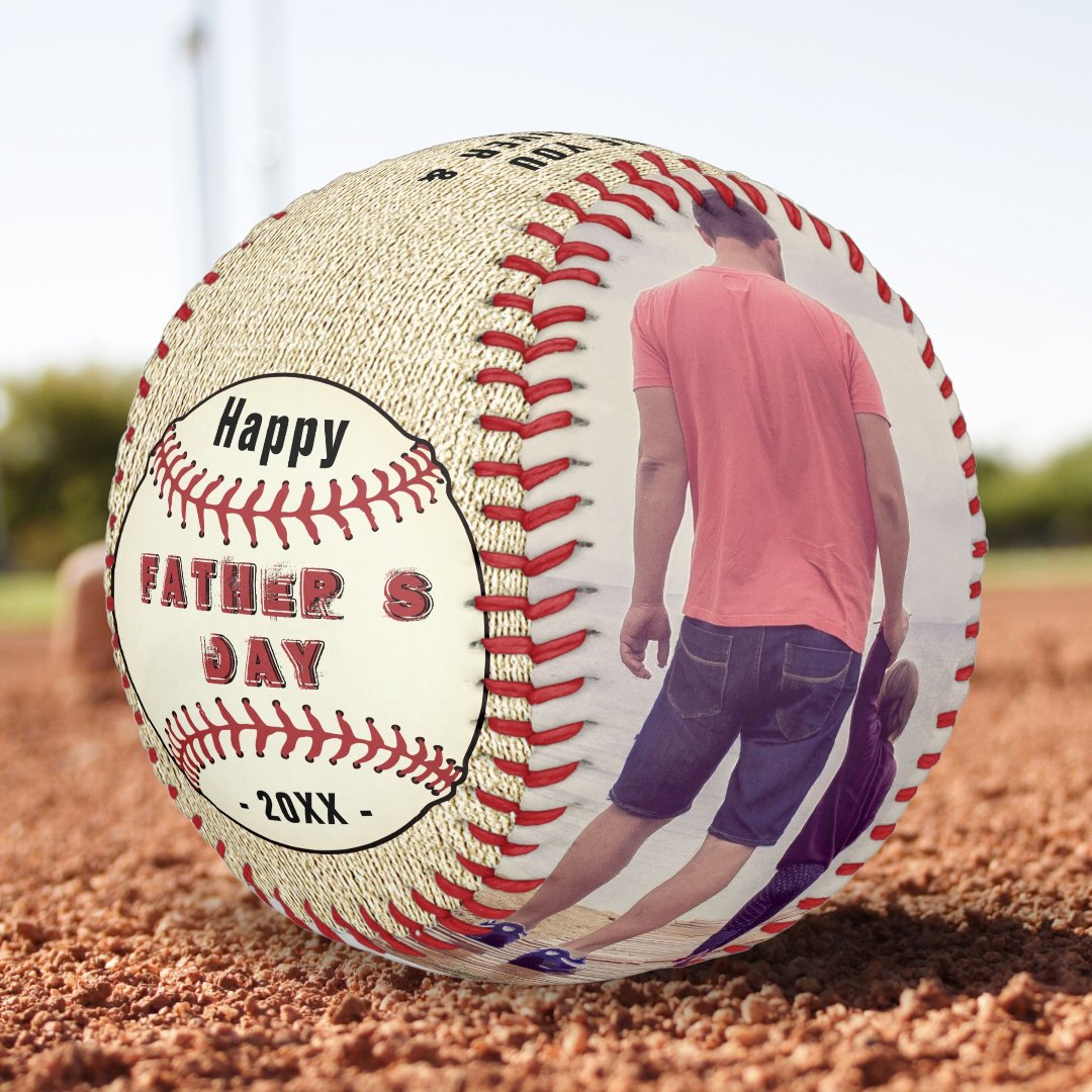 Rustic Happy Father`s Day 2 Photo Collage Softball