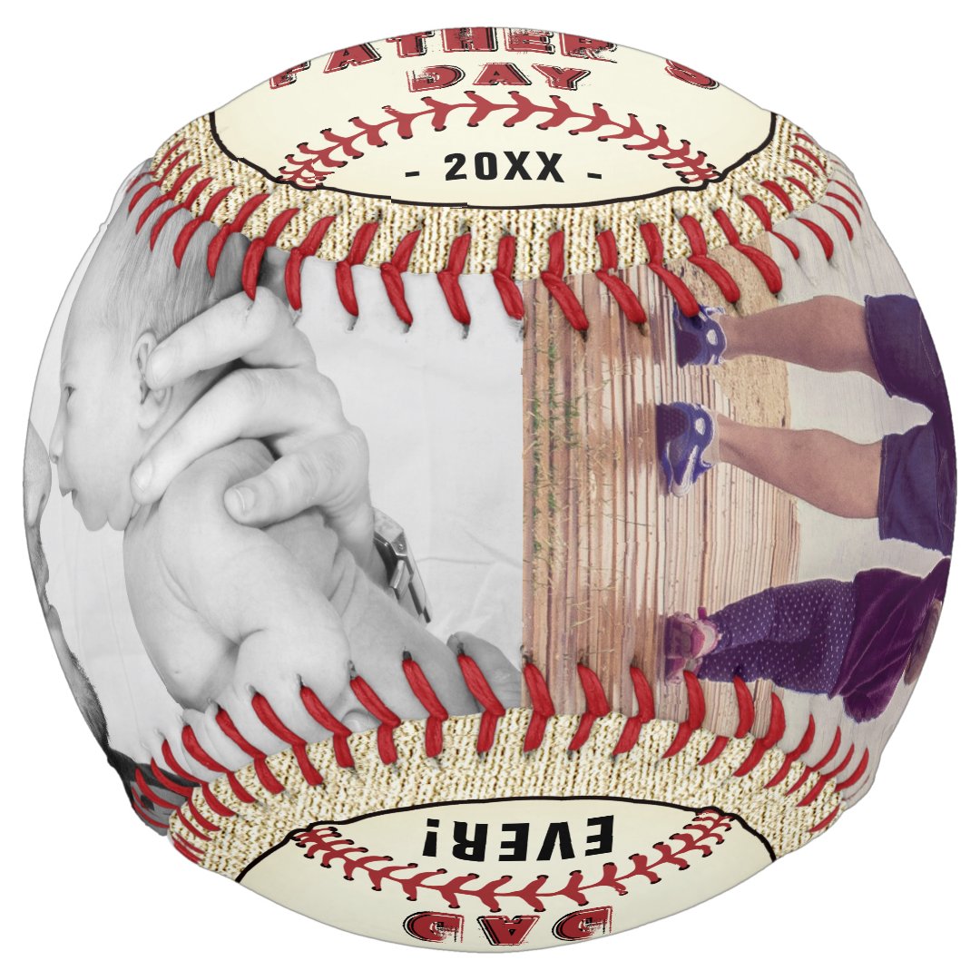 Rustic Happy Father`s Day 2 Photo Collage Softball