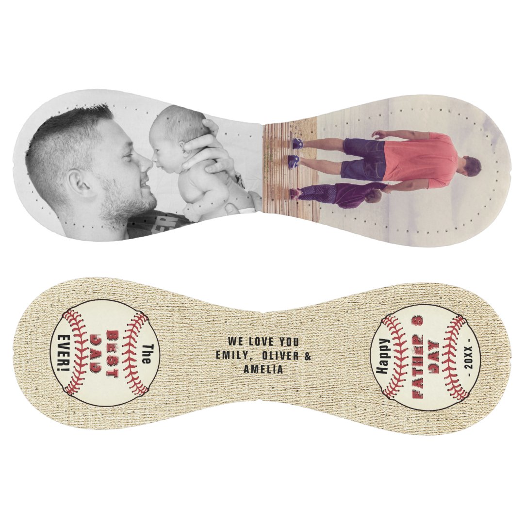 Rustic Happy Father`s Day 2 Photo Collage Softball
